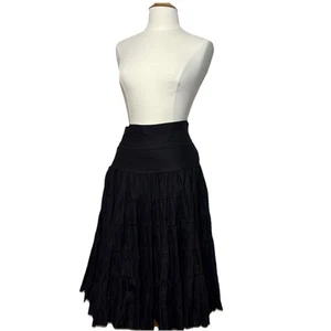 Vtg ING Internationl Newport Grp Full Circle Skirt Tiered Small Drop Waist Black - Picture 1 of 10