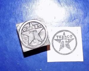 Vintage "TEXACO" Star Logo Wood & Metal Letterpress Printers Block - Picture 1 of 2