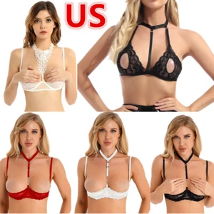 Sujetador transparente para mujer Top encaje con aros halter sin línea sujetador lencería - Imagen 1 de 131