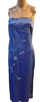 VESTIDO AZUL RAMPAGE Talla M Sin Tirantes Ranura Lateral Con Cuentas Frontales Nuevo Sin Etiquetas DE COLECCIÓN AÑOS 90 Foto 1 de 4