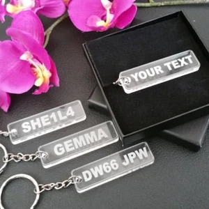Personalised Numberplate Keyring (Acrylic Keychain Gift Box Boxed Present Car) - Picture 1 of 5