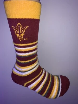 ARIZONA STATE SUN DEVILS NCAA COLLEGE JERSEY LOGO FUZZY CREW SOCKS WOMENS - Image 1 of 2