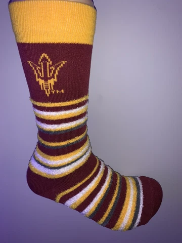 ARIZONA STATE SUN DEVILS NCAA COLLEGE JERSEY LOGO FUZZY CREW SOCKS WOMENS Cover