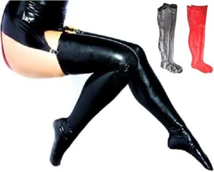 Long Latex Rubber Stockings Unisex 3 Colours Available - Picture 1 of 21
