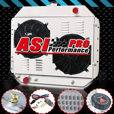 3 ROW Aluminum Radiator+Shroud Fan For 1966-1979 Ford F-100 F-150 F-250 F350 V8 - Изображение 1 из 4