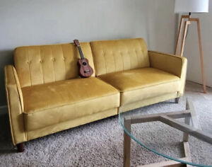 Vintage Style Tufted Velvet Gold Sofa Convertible Sofa Bed Couch Loveseat Modern