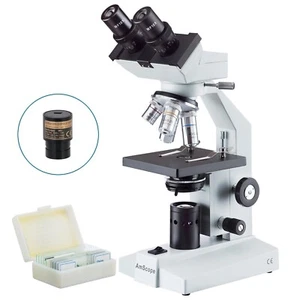 AmScope 40X-2000X Binocular Compound LED Microscope + 2MP Eyepiece Camera - Picture 1 of 10
