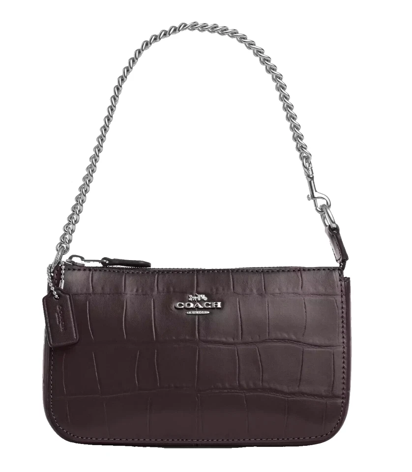 Coach Nolita 19 Amethyst Purple Croc Embossed Leather Bag Purse Wristlet CN382