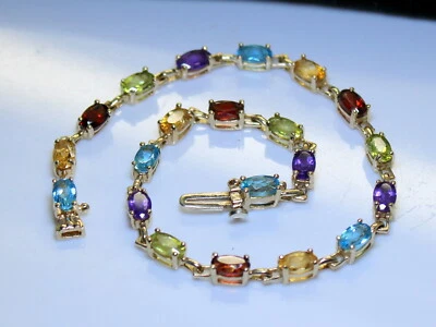 Beautiful 10K Gold 8.4 Carat! Topaz, Citrine, Garnet, Peridot, Amethyst Bracelet - Image 1 of 4