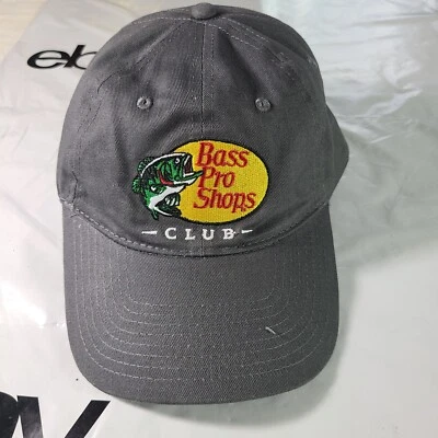Sombrero de club Bass Pro Shops con hebilla ajustable gris con parche amarillo logotipo y pez Foto 1 de 4