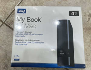 WD Western Digital My Book For Mac 4TB HDD USB 3.0 WDBYCC0040HBK-NESN New Sealed