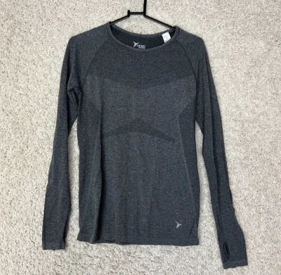 Old Navy Activewear Top Tee Womens Small Gray Go Dry Stretch Work Out Gym - Image 1 of 4