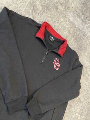 Suéter masculino Oklahoma Sooners quarto de zíper grande preto vermelho NCAA - Imagem 1 de 4