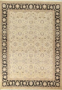 Vegetable Dye Floral Beige Tebriz Oriental Area Rug Handmade Wool Carpet 9x12 ft - Picture 1 of 12