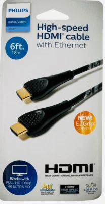 Philips EZ Grip Connector Head- 6ft. 4K Highspeed HDMI Cable with Ethernet Black - Image 1 of 4