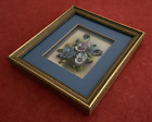 Vintage Crystal Skelley Shadow Box w Floral Pansy 3D Paper Art Framed Signed 88