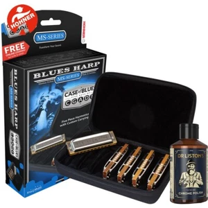 Hohner COB Blues 5-PACK Diatonic Harmonica Set With Case and Chrome Polish - Picture 1 of 1