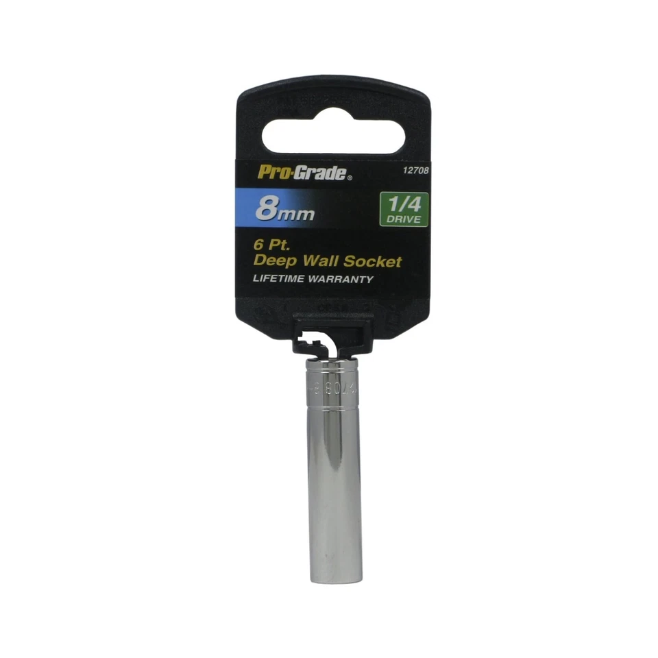 Pro Grade 12708 Deep Socket 8 mm with 1/4" Drive 6 Points Metric with Free Ship - Image 1 of 1