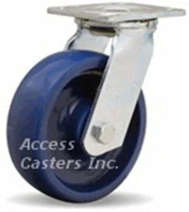 S-526-UYB 6" x 2" Hamilton Medium Duty Swivel Plate Caster, Blue Elastomer Wheel - Picture 1 of 2