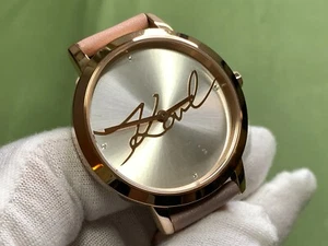 KARL LAGERFELD KL-2242 Silver Dial Pink Leather 3 ATM S/S QUARTZ WOMEN'S WATCH - Picture 1 of 18