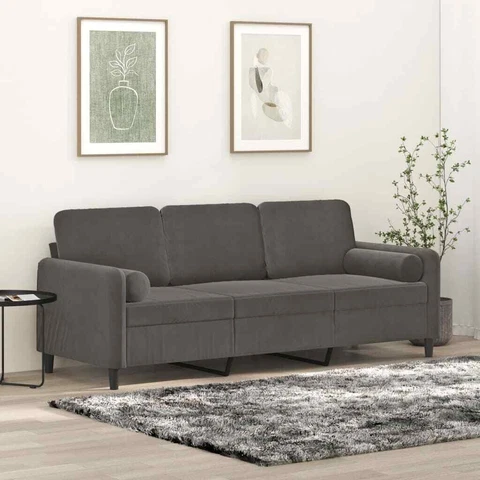 Sofa Upholstered Love Seat with Pillows and Cushions Dark Gray Velvet vidaXL Cover