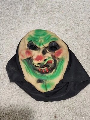 Wicked Witch Joker Face Mask Hood Horror Scary Vinyl Rubber Halloween Costume - Image 1 of 4