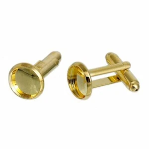 Lot of 10 Gold Plated Cuff Links (5 pairs) – 12mm Glue Pad Bezel Setting - Picture 1 of 2
