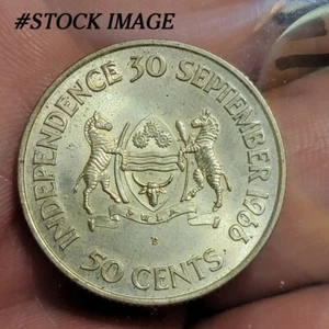 1966 BOTSWANA President Sir SERETSE KHAMA Silver 50 Cent independence STOCK - Picture 1 of 7