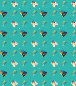 Star Wars Empire Helms Rainbow Turquoise Cotton Fabric BTY 36" x 44" - Picture 1 of 1