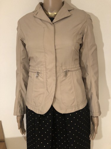 Giacca blazer 100% autentica PRADA beige con cerniera IT taglia 38 UK 6 US 2