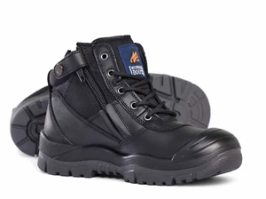 Mongrel 461020 Zipsider Work Boots Scuff Cap Men Safety Shoes Steel Toe Black - Picture 1 of 8