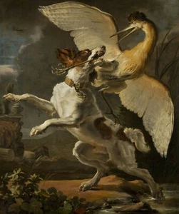 Abraham Hondius : "A Fight Between a Dog and a Heron" - Giclee Fine Art Print - Picture 1 of 7