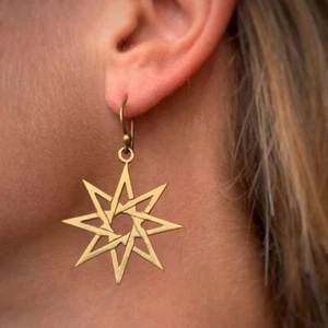 Octagram Eight Point Star Of Ishtar Brass earrings - Picture 1 of 1