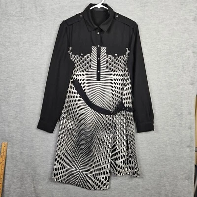 Vestido para mujer L.A.M.B negro blanco estampado techno talla 8 Foto 1 de 4