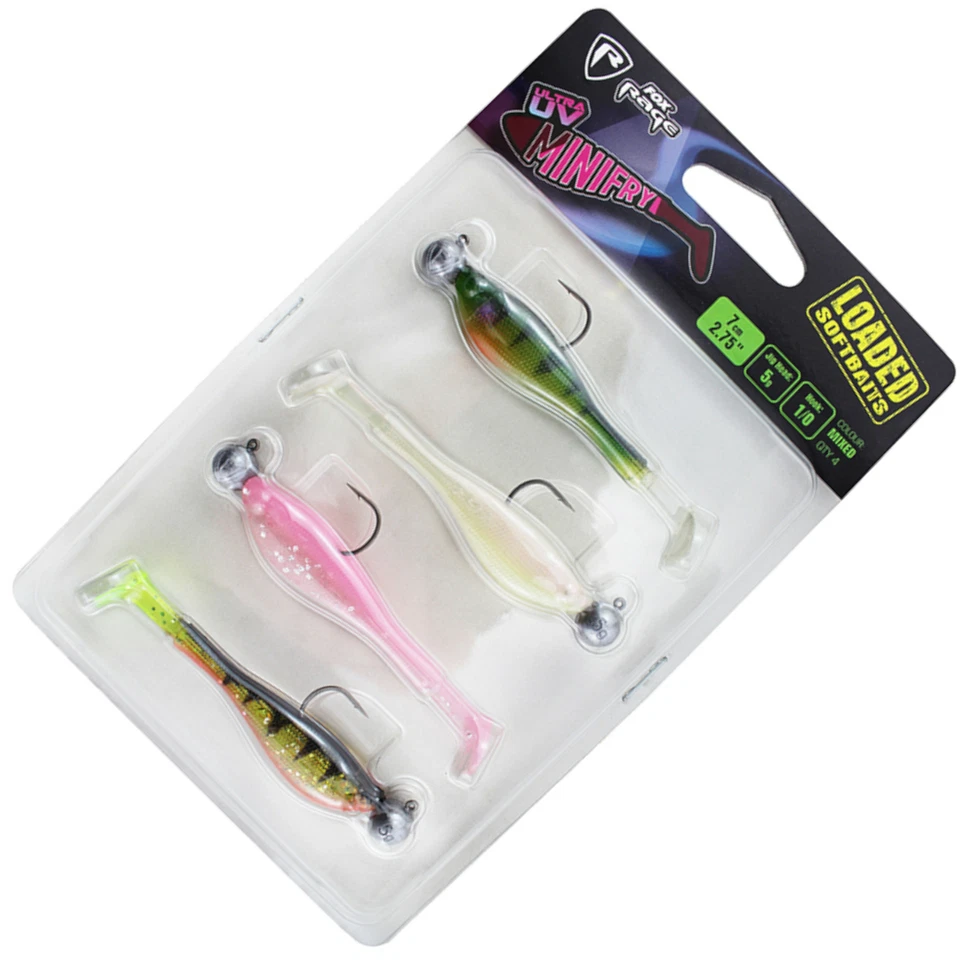 Fox Rage UV Mini Fry Loaded 7cm 5g 1/0 - 4 montierte Gummifische, Barschköder - Bild 1 von 1