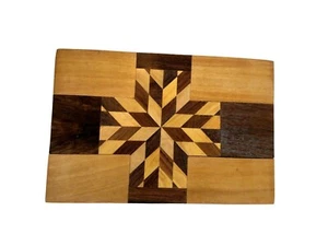 Wooden Box with Inlaid Cross Pattern - Picture 1 of 6