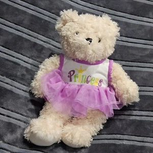 Dan Dee Princess Purple Dress Teddy Bear 17" Cream Swirl Plush Stuffed Soft Toy - Picture 1 of 6