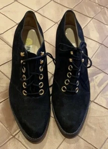 PANCALDI BOOTIES LACE UP BLACK SUEDE, ELEGANT LOOK, MADE IN ITALY, SIZE 38 AA - Picture 1 of 8