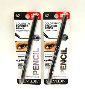 Revlon ColorStay Waterproof Eyeliner Pencil Crayon JADE #206, 0.01 oz 2 pack. - Picture 1 of 4