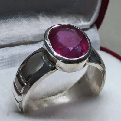 Natural 5 ct Red Ruby Ring Oval Cut Handmade Sterling Design Ruby Ring Gift - Image 1 of 4