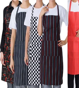 Adjustable An apron with pockets Restaurant Chef Men Women Kitchen Dress Cooking - Picture 1 of 17