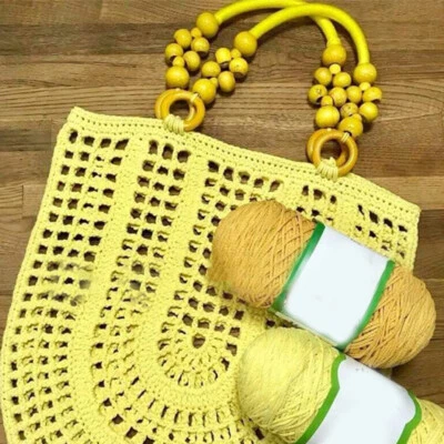 Tasche Riemen Holz Perlen Seil Griff Schulter Handtasche DIY Ersatz Freizeit / - Bild 1 von 4