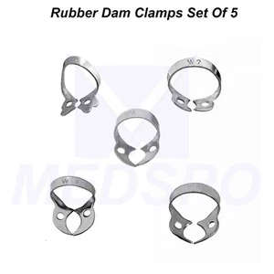 5 PCS Dental Rubber Dam Clamps Set Endodontic Brinker Clamp Surgical Instruments - Picture 1 of 4