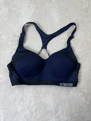 Victorias Secret Sports Bra XS S Blue Wireless Padded Clasp Back Pullover - Image 1 of 4