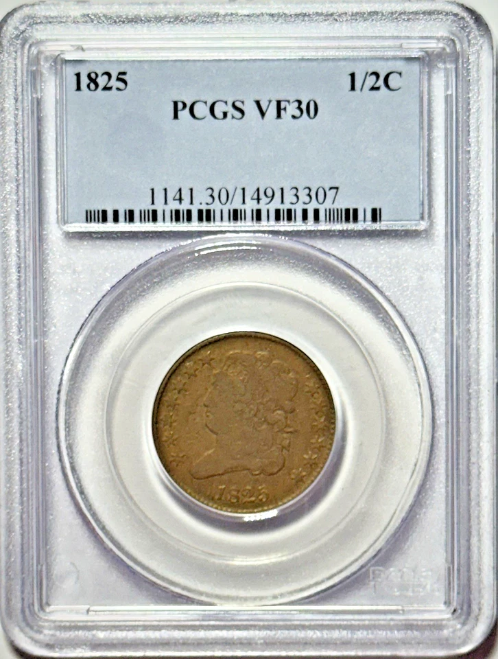 1825 Classic Head Half Cent - PCGS VF30BN - Image 1 of 4