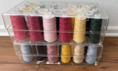 Juego de cono de hilo de coser con estuche de almacenamiento - organizador transparente Foto 1 de 4