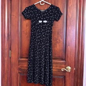 Bonnie Jean Big Girls Black Sparkles Short Sleeves Long Dress Size 8 - Picture 1 of 14