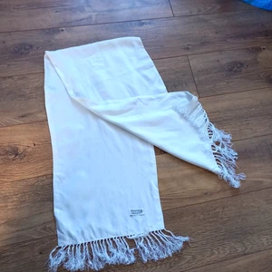 Vintage Tootal White Classic Scarf Airman Formal RAF Fringed Opera Mod  Tassels - Picture 1 of 8