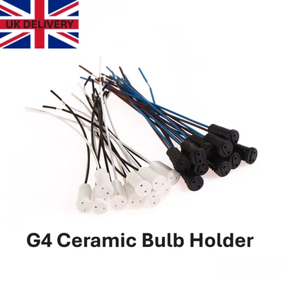 G4 Ceramic Bulb Holder with 10cm High temp Wire for Halogen LED Incandescent UK - Image 1 of 4
