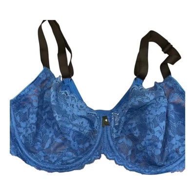 Freya 5451 Offbeat Underwire Lace Bra Sz 38DD Side Support Blue Black Straps New - Image 1 of 4